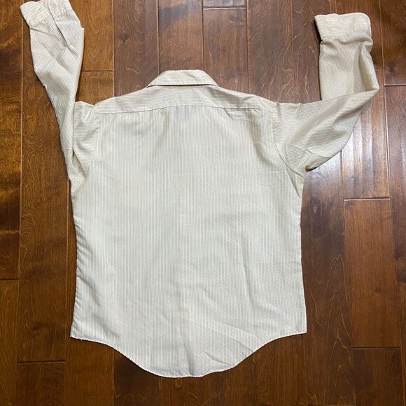 Elderado Vintage 70s Casual Beige White Striped Button Down Shirt Men's Size XL - Picture 6 of 9